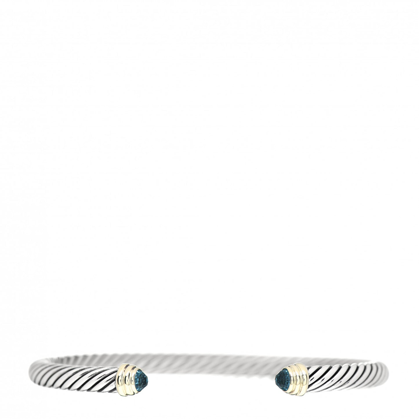 Sterling Silver 14K Yellow Gold Blue Topaz 5mm Cable Classics Petite Color Bracelet