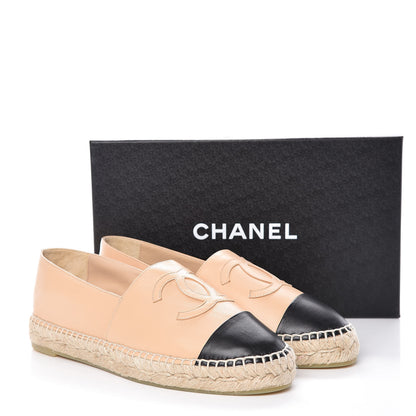 Chanel Lambskin CC Espadrilles 39 Beige Black 12 of 12