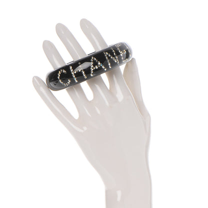 Chanel Resin Crystal CC Logo Bracelet Black 2 of 5