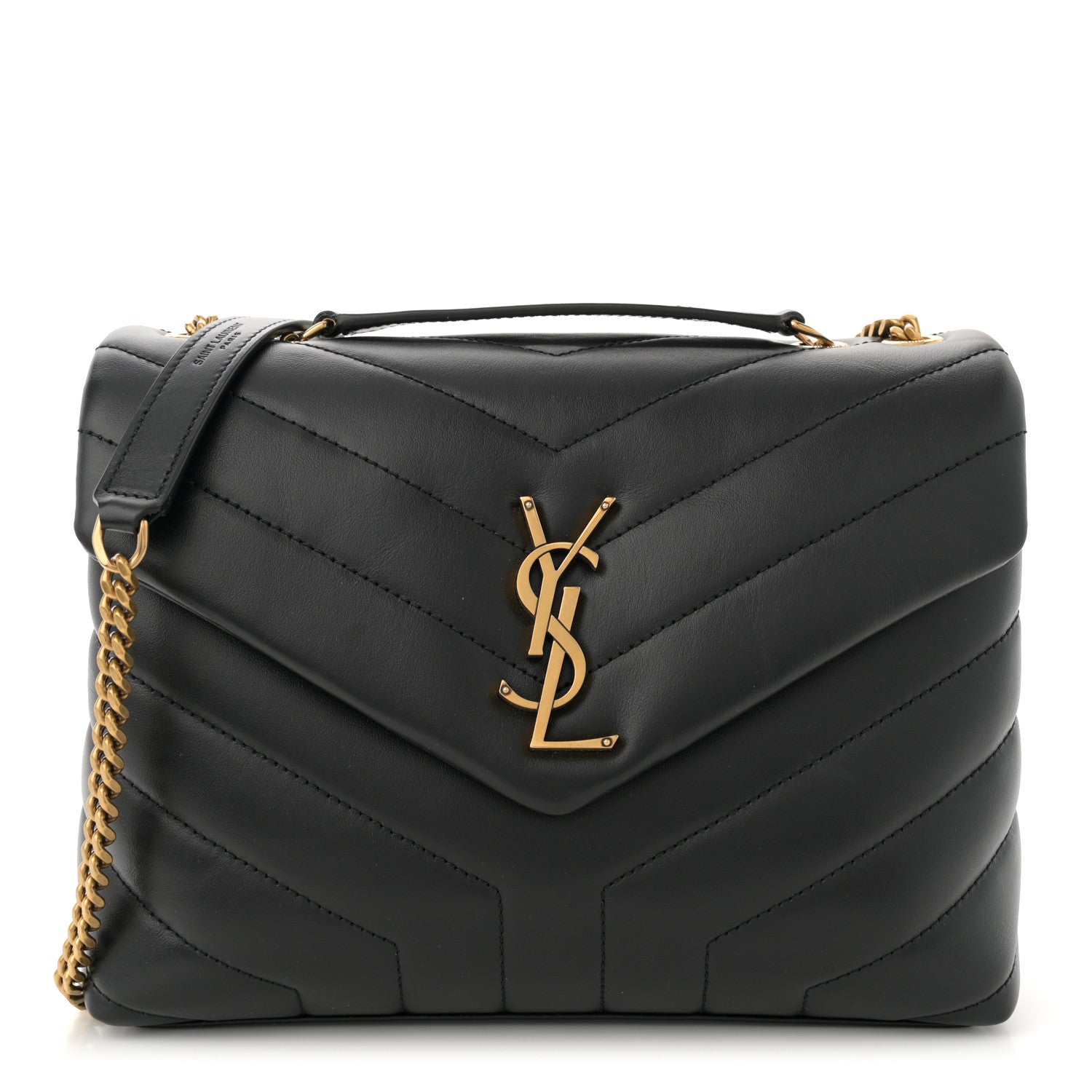 Saint Laurent Calfskin Y Quilted Monogram Small Loulou Chain Satchel Black 1 of 13