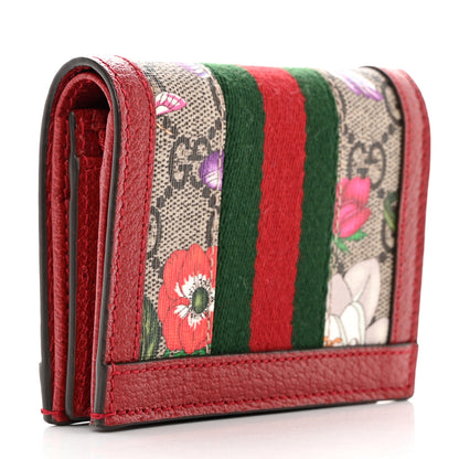 Gucci GG Supreme Monogram Flora Web Ophidia Card Case Red 3 of 8
