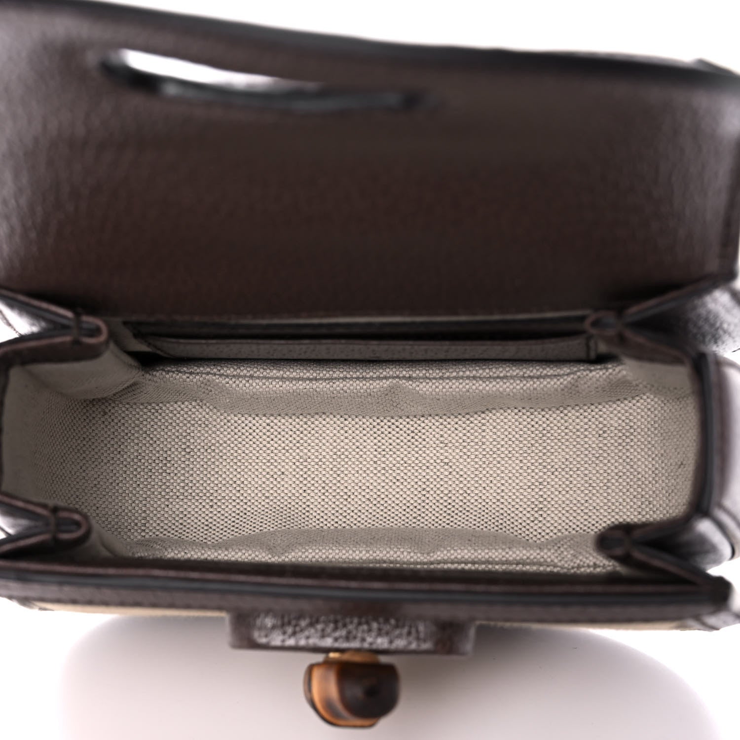 Gucci Monogram Jumbo GG Textured Dollar Calfskin Web Mini Bamboo 1947 Top Handle Bag Camel Ebony New Acero 5 of 10