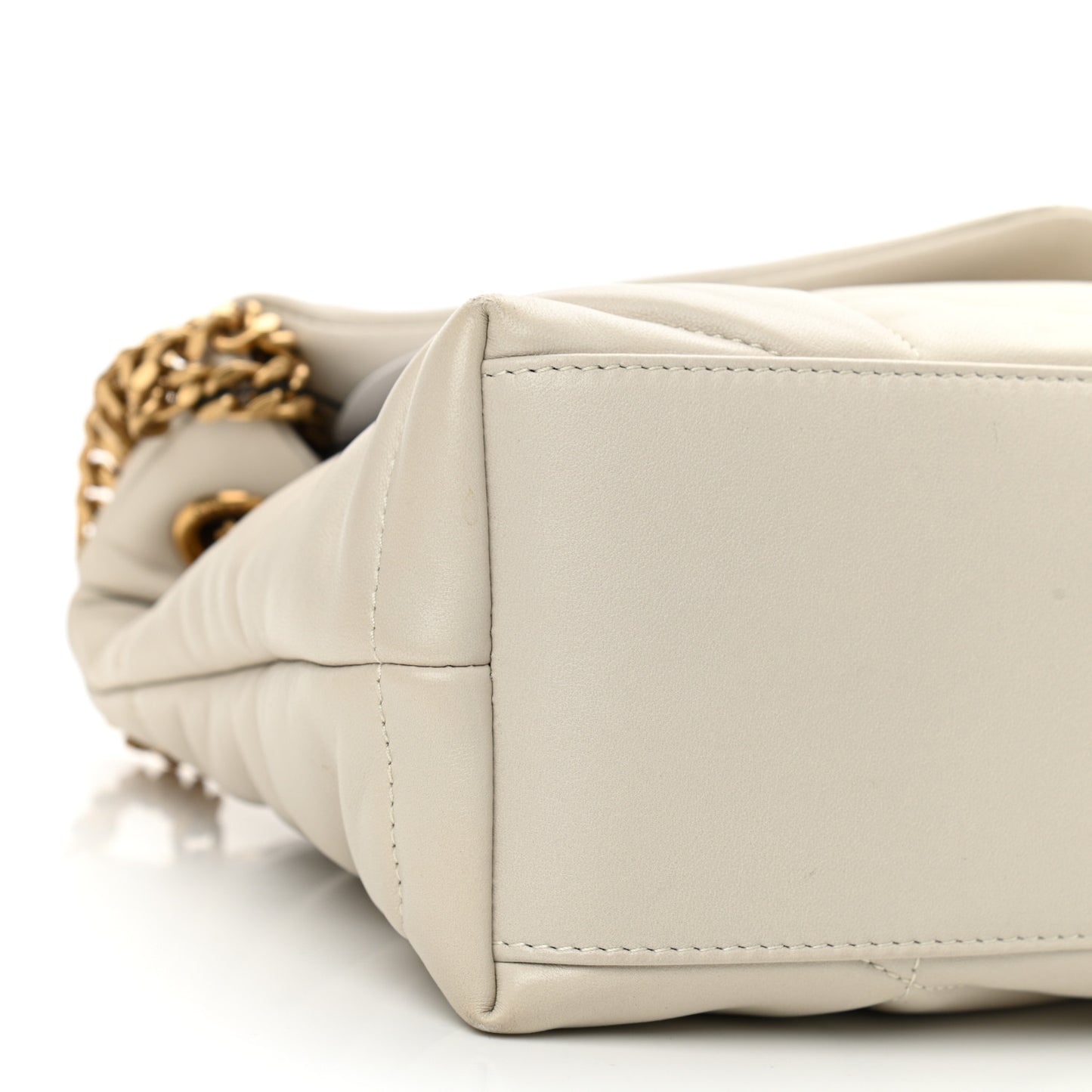 Lambskin Quilted Small Loulou Puffer Monogram Chain Satchel Crema Soft
