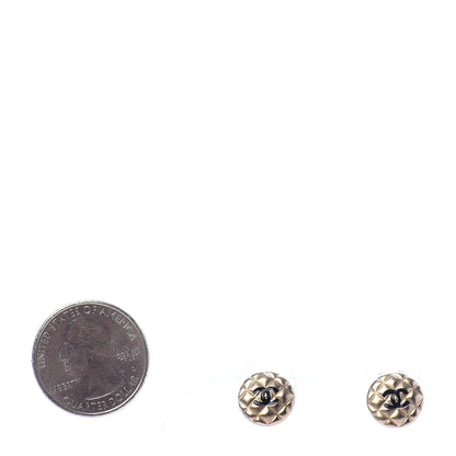 Chanel Metal CC Quilted Round Earrings Gold 2 of 4