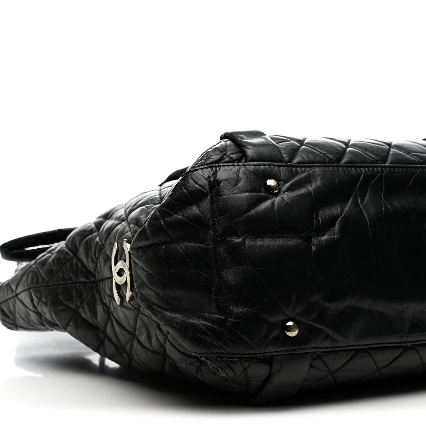 Distressed Lambskin Vintage Ligne Lady Braid Tote Black