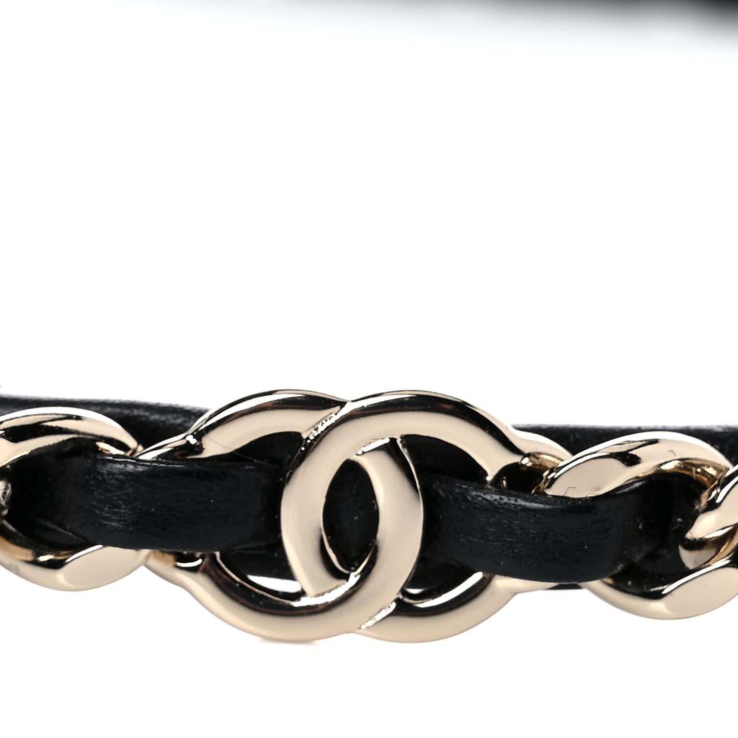 Metal Lambskin Chain CC Headband Black Gold