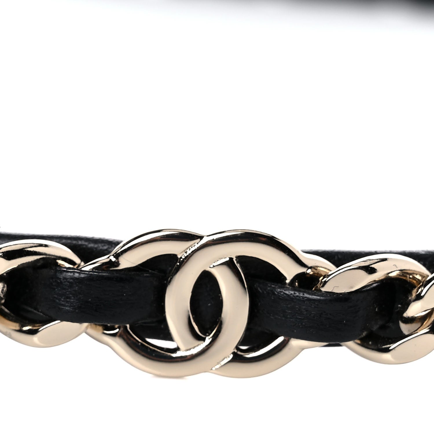 Chanel Metal Lambskin Chain CC Headband Black Gold 3 of 5
