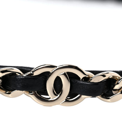 Chanel Metal Lambskin Chain CC Headband Black Gold 3 of 5