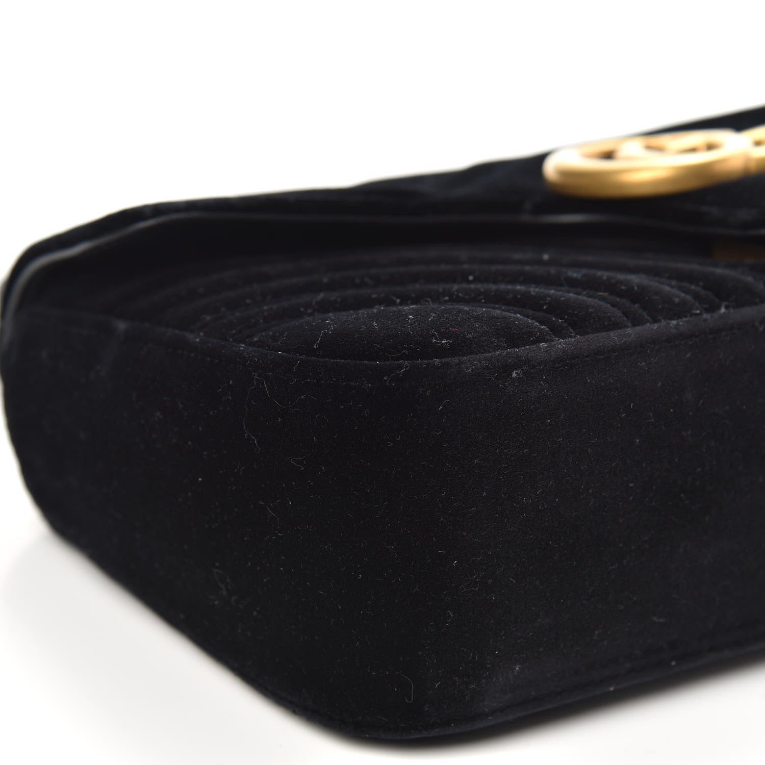 Gucci Velvet Matelasse Small GG Marmont Shoulder Bag Black 10 of 11