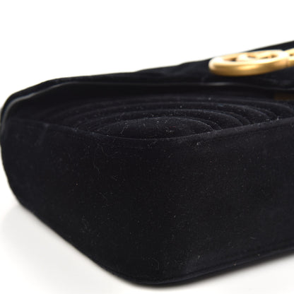 Gucci Velvet Matelasse Small GG Marmont Shoulder Bag Black 10 of 11
