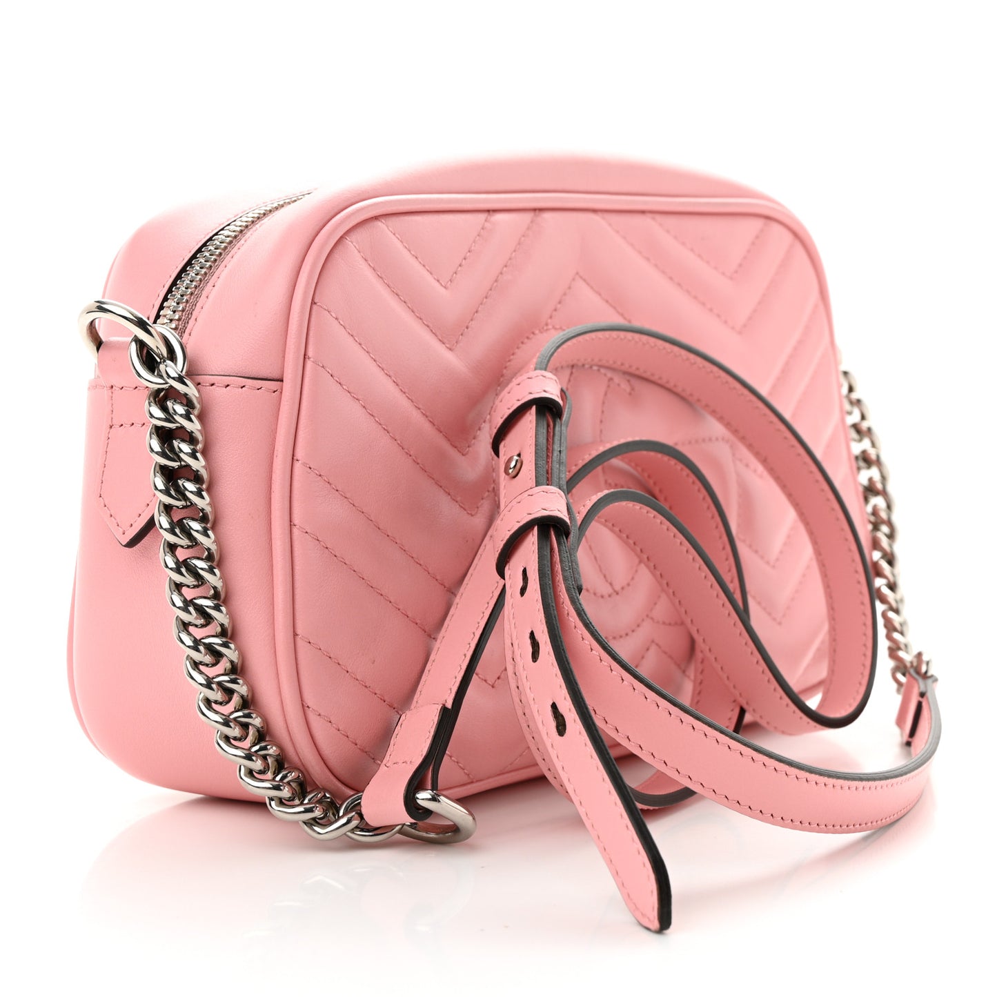 Calfskin Matelasse Small GG Marmont Chain Shoulder Bag Wild Rose