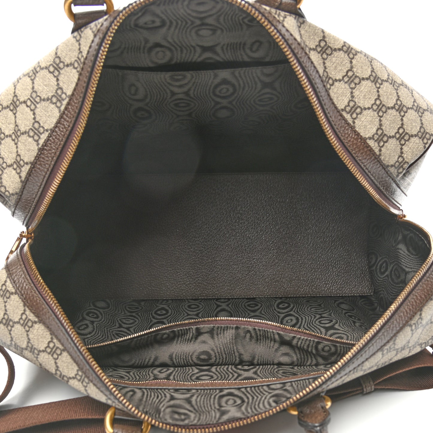 X BALENCIAGA BB Supreme Monogram Web Medium Ophidia Carry-On Duffle Bag Beige New Acero