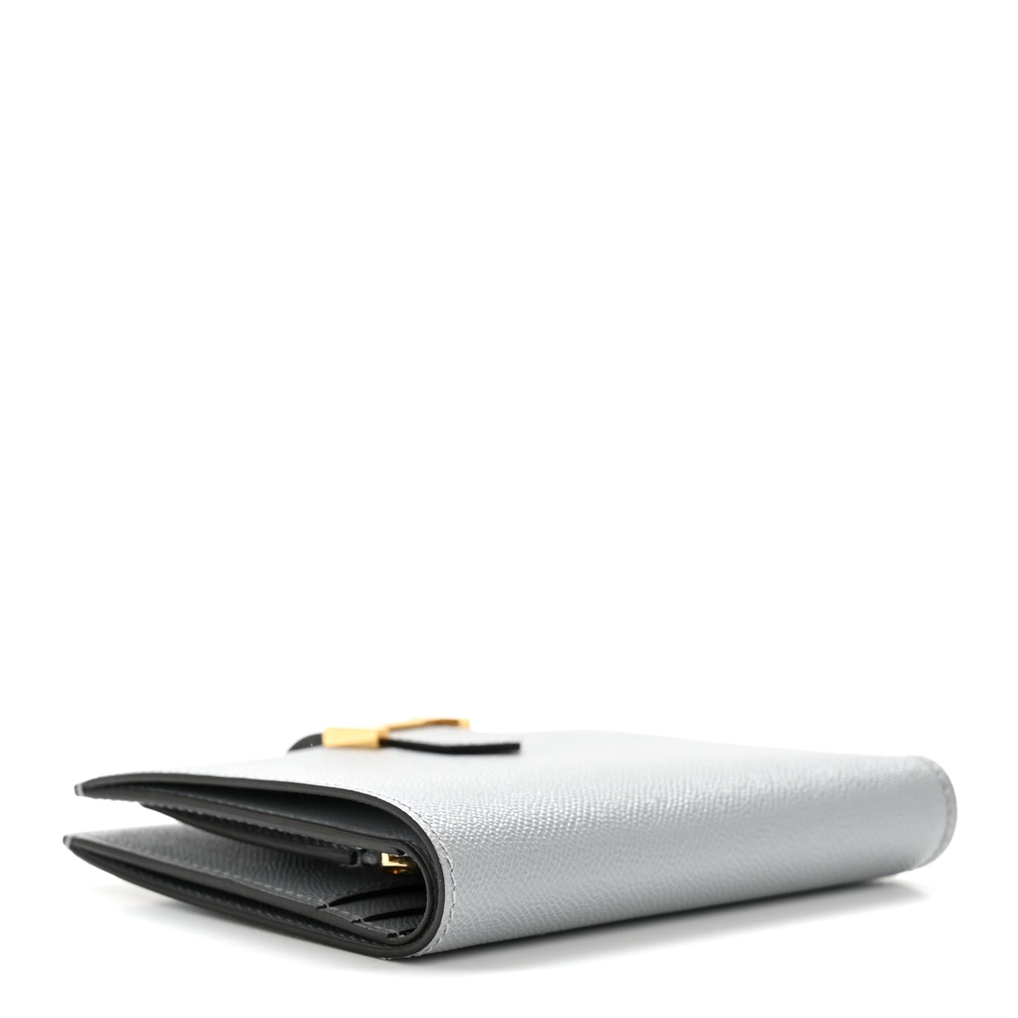 Madame Calfskin Bearn Compact Wallet Gris Pantin
