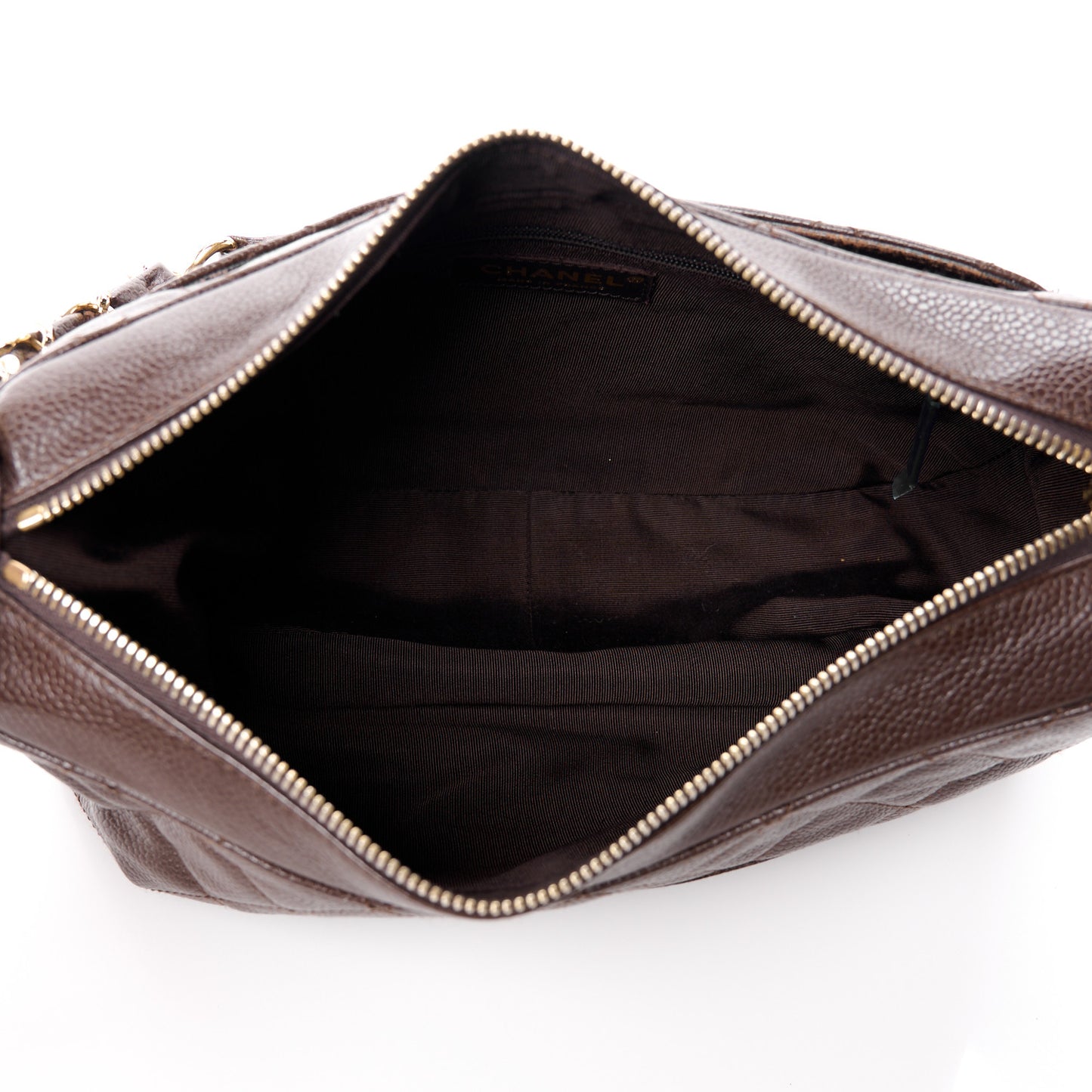 Caviar Quilted Timeless CC Shoulder Bag Brown