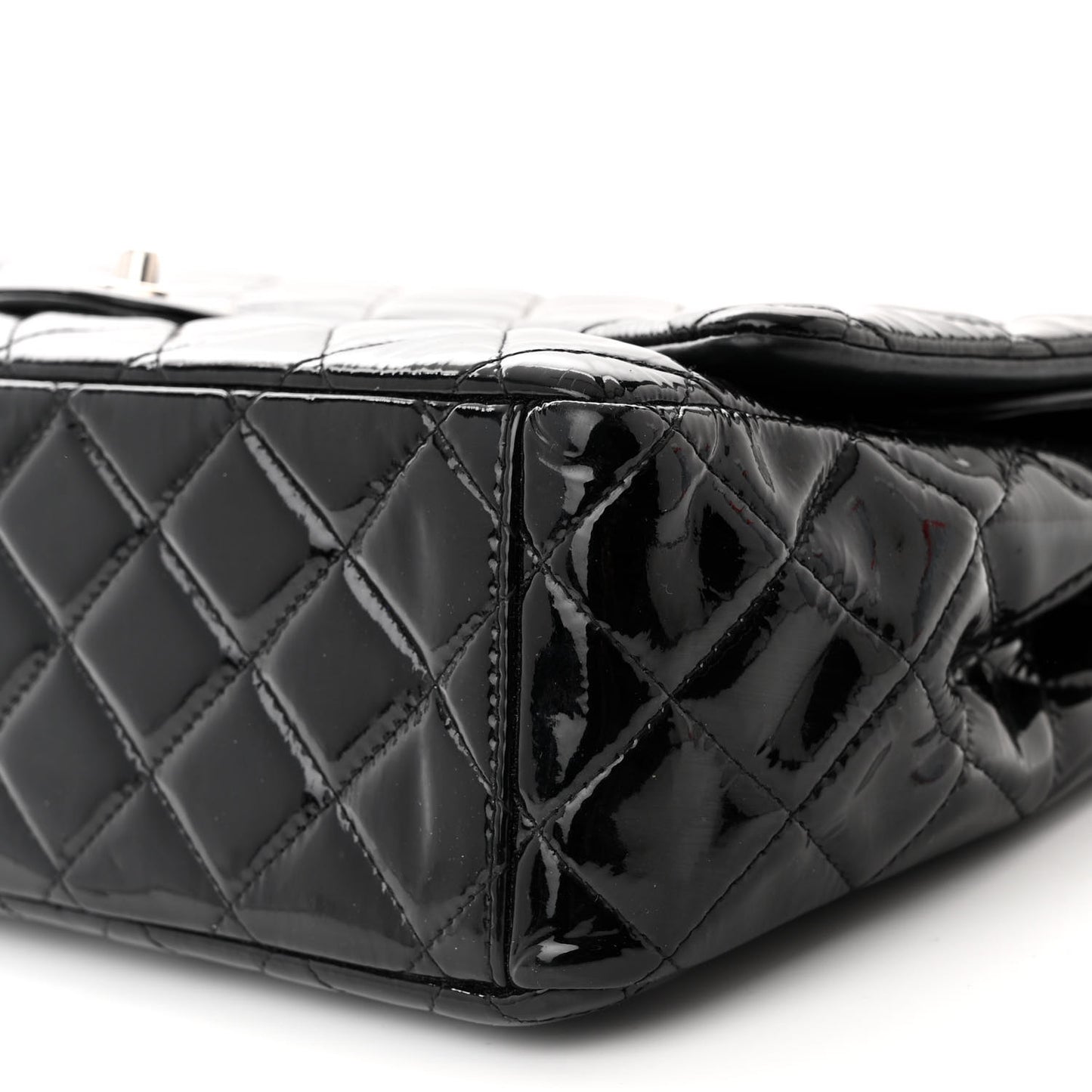 Patent Quilted Maxi Double Flap Black