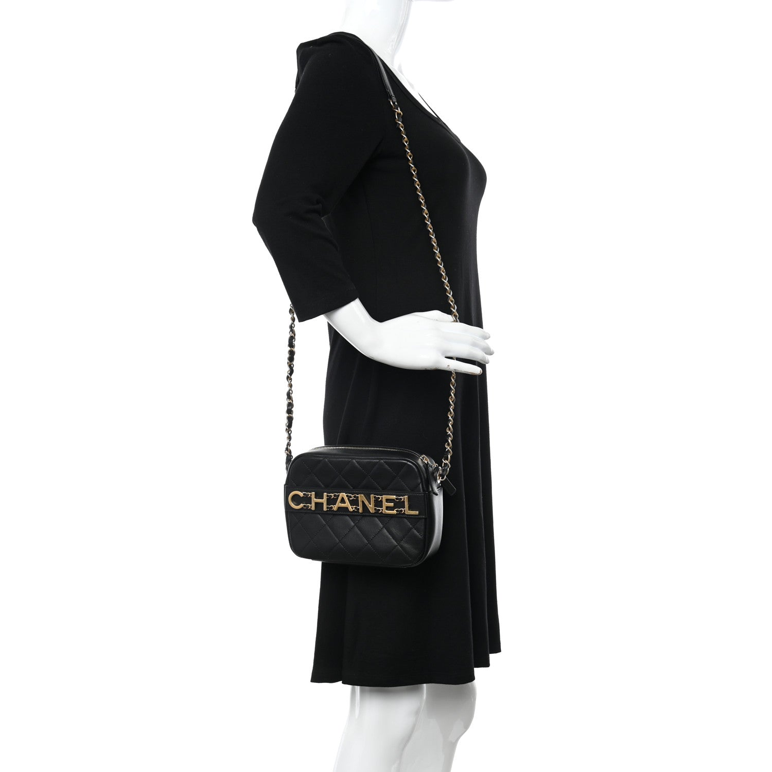 Chanel Calfskin Quilted Enchained Camera Case Bag Black 2 of 10