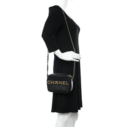 Chanel Calfskin Quilted Enchained Camera Case Bag Black 2 of 10