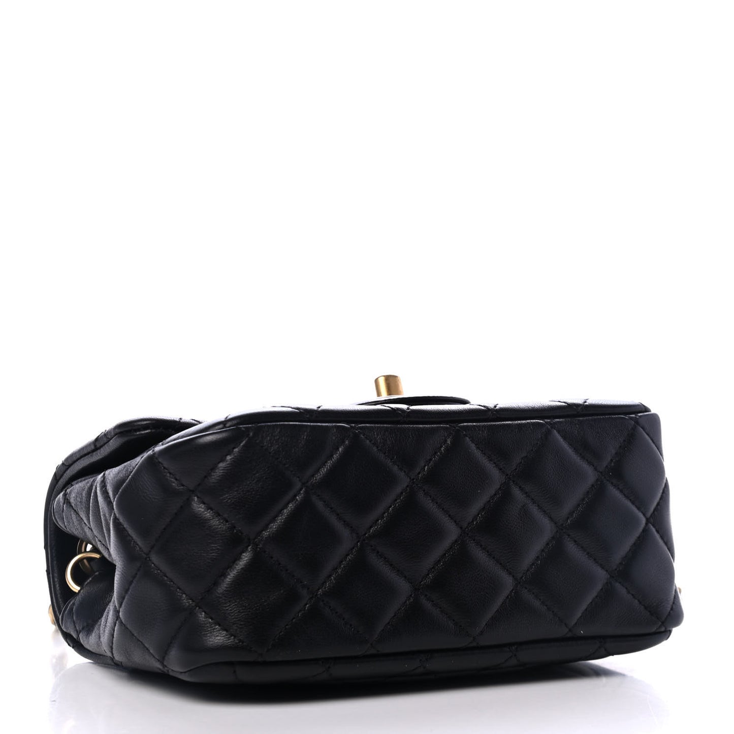Lambskin Quilted Mini Pearl Crush Flap Black