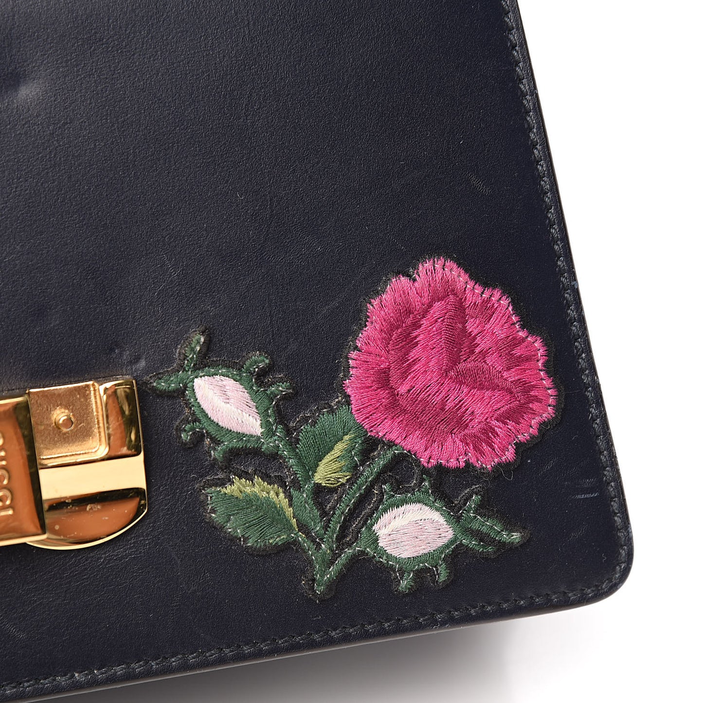 Calfskin Embroidered Mini Sylvie Top Handle Bag Blue