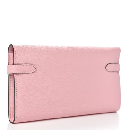 Hermes Chevre Mysore Kelly Longue Wallet Rose Sakura 3 of 8