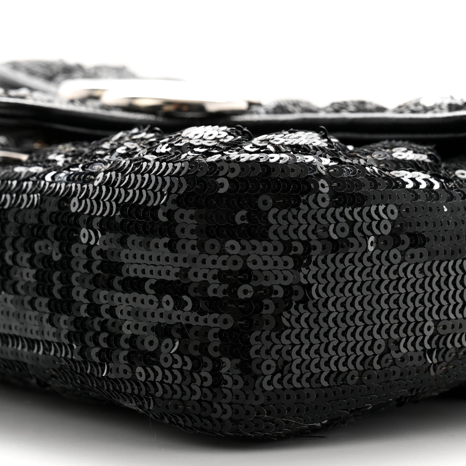 Gucci Sequin Matelasse Diagonal Mini GG Marmont Shoulder Bag Black 10 of 12