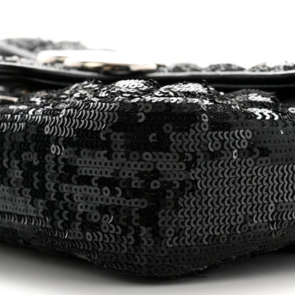 Gucci Sequin Matelasse Diagonal Mini GG Marmont Shoulder Bag Black 10 of 12