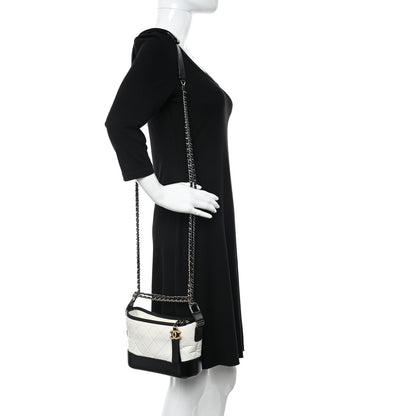 Chanel Aged Calfskin Quilted Small Gabrielle Hobo Black White 2 of 10