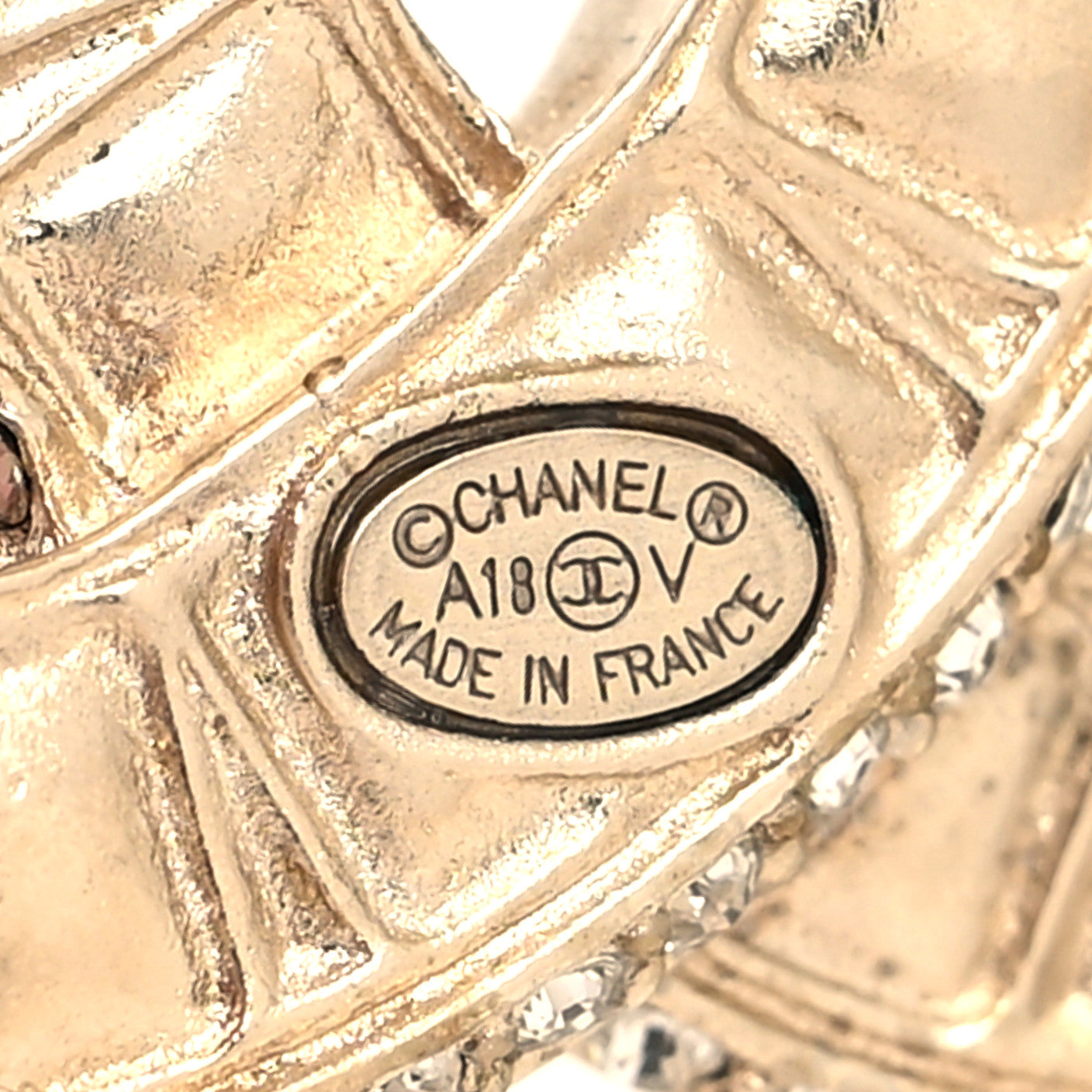 Chanel Baguette Crystal CC Brooch Gold 4 of 4