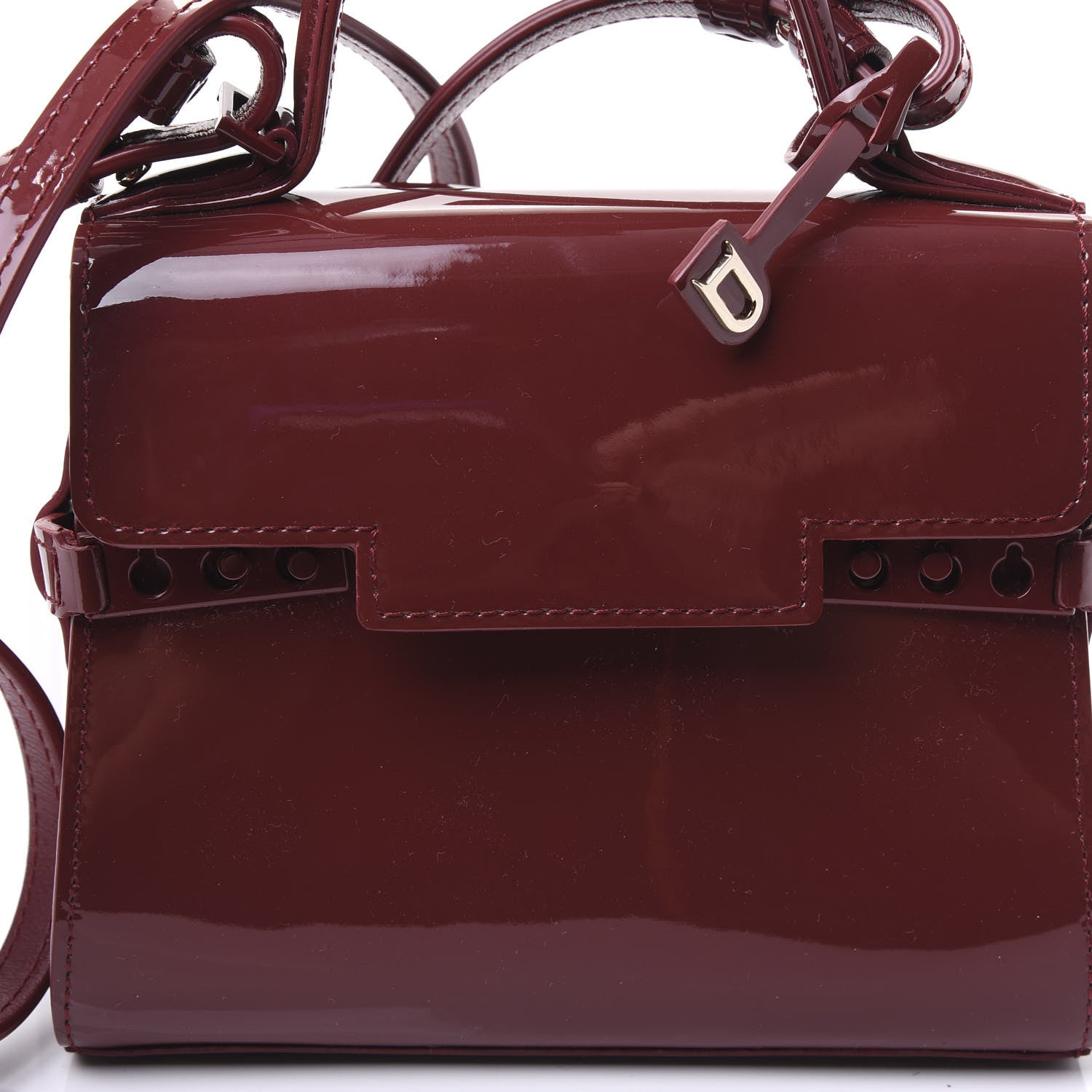 Delvaux Patent Calfskin Micro Tempete Satchel Red 7 of 9