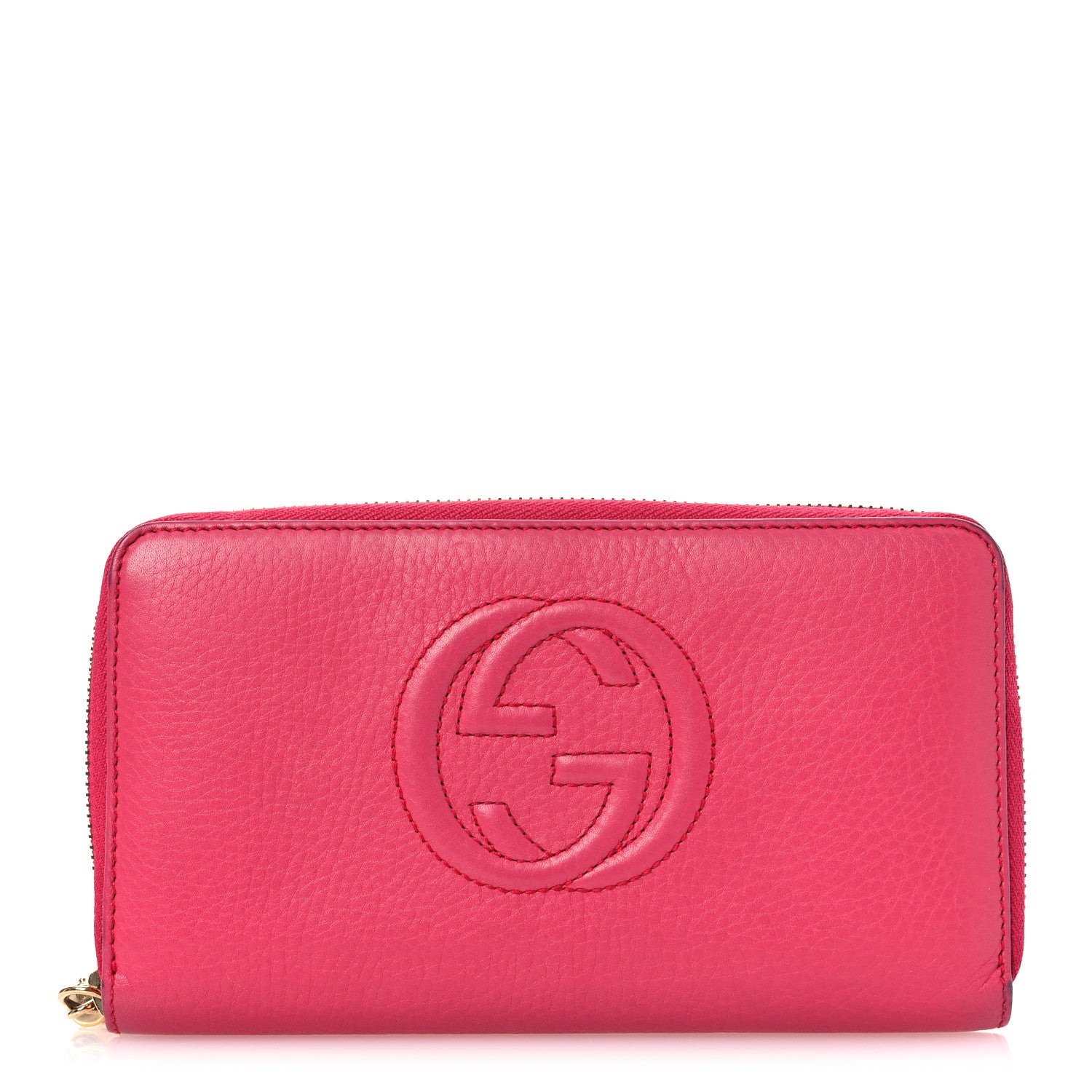 Gucci Pebbled Calfskin Soho Zip Around Wallet Pink 1 of 17