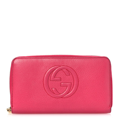 Gucci Pebbled Calfskin Soho Zip Around Wallet Pink 1 of 17