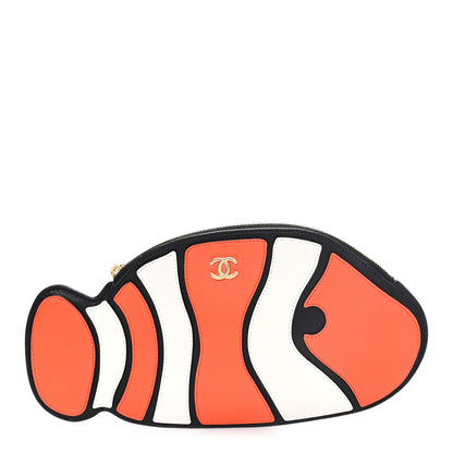 Chanel Lambskin Clownfish Clutch Orange White Black 1 of 7