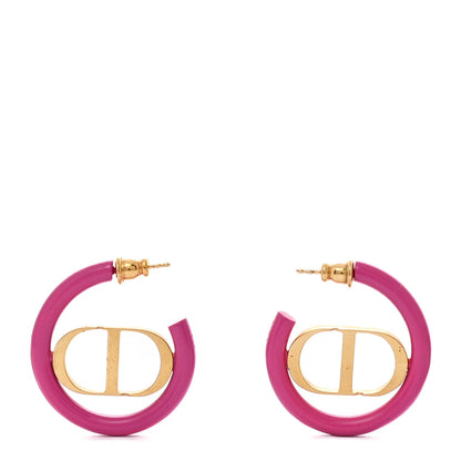 Christian Dior Metal 30 Montaigne Hoop Earrings Aged Gold Pink 1 of 5