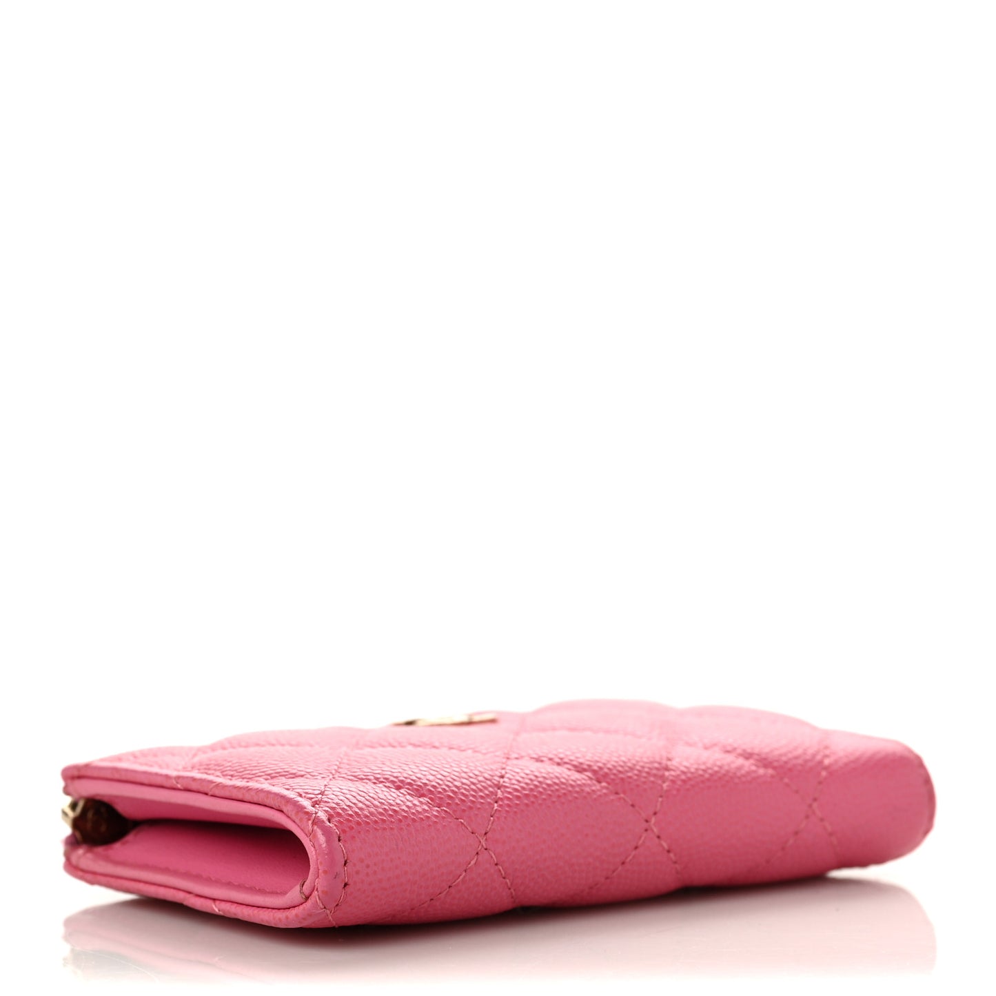 Caviar Quilted Zipped Key Holder Case Pink