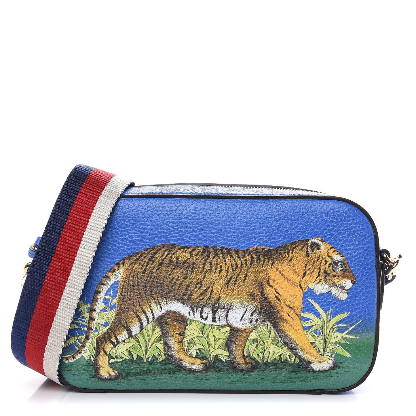 Calfskin Sylvie Tiger Print Camera Bag Multicolor Dark Sky