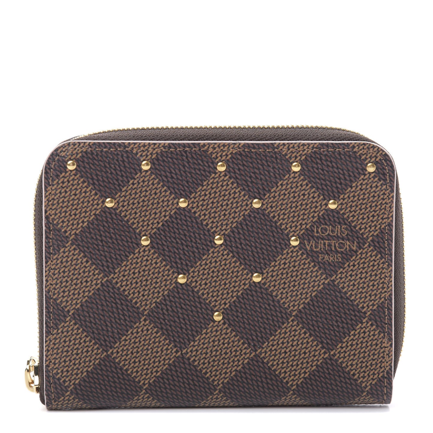 Damier Ebene Studded Zippy Coin Purse Rose Ballerine