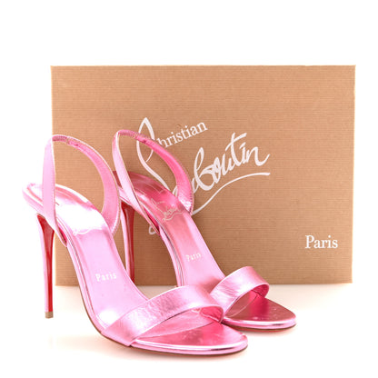 Christian Louboutin Kid Laminato O Marylin 100 Slingback Sandal Heels 38 Confettis 9 of 9
