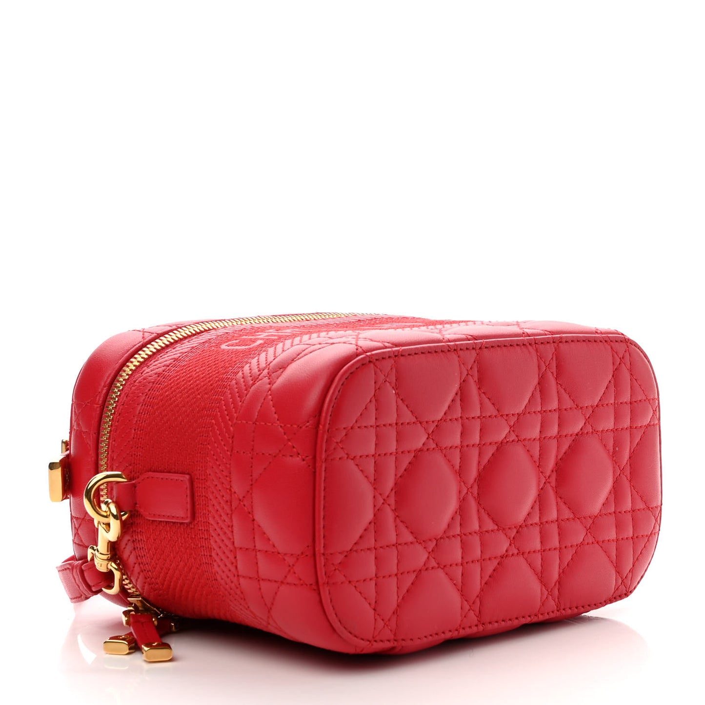 Lambskin Cannage Small Diortravel Vanity Case Red