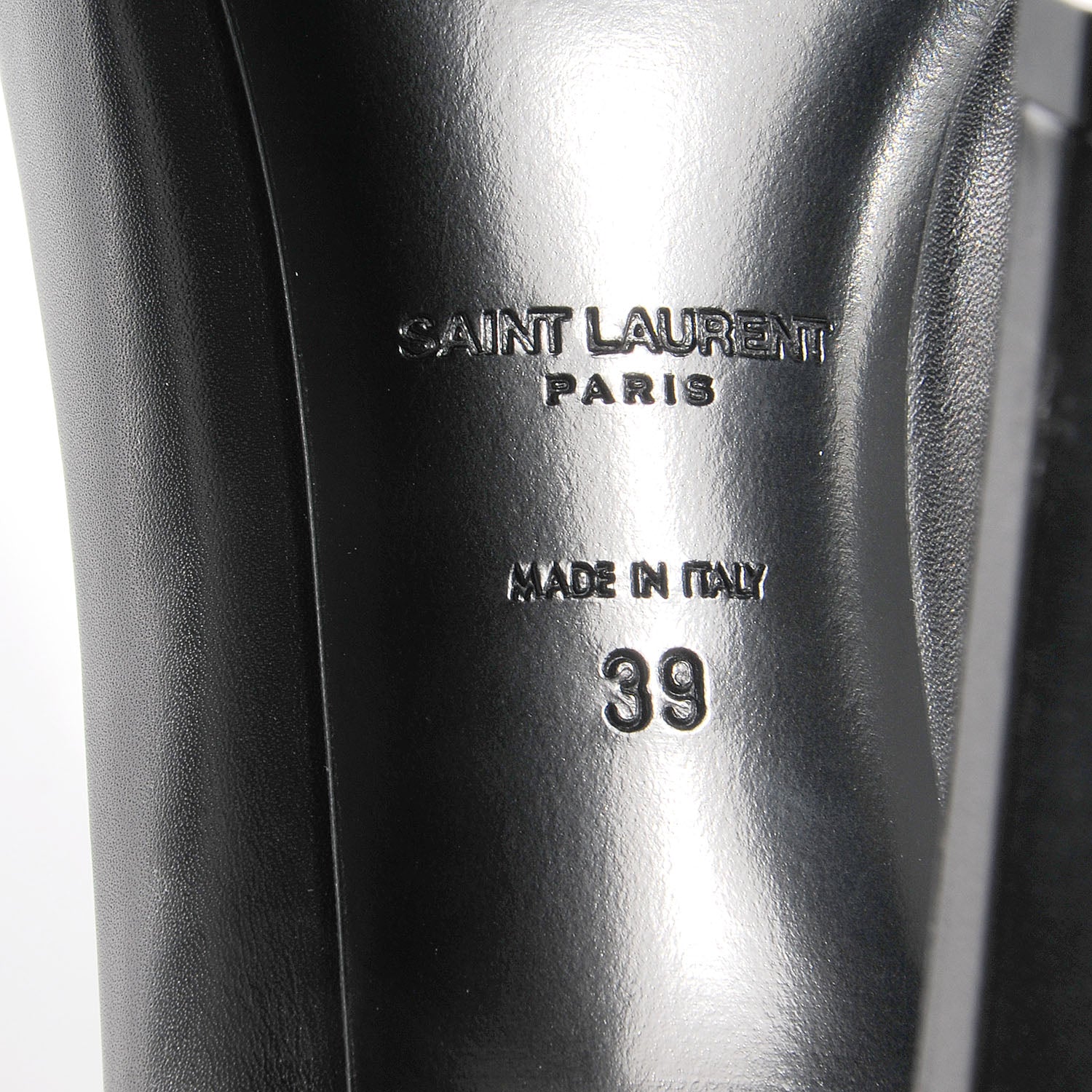 Saint Laurent Calfskin Paris 105 Peep Toe Escarpin Pumps 39 Black 6 of 7