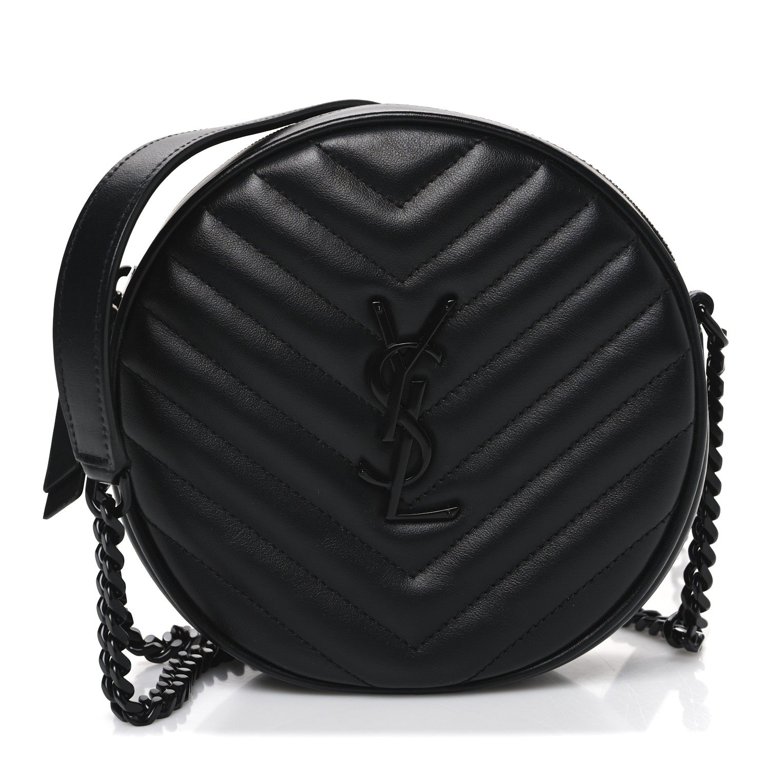 Saint Laurent Calfskin Matelasse Chevron Round Vinyle Camera Bag Black 1 of 10