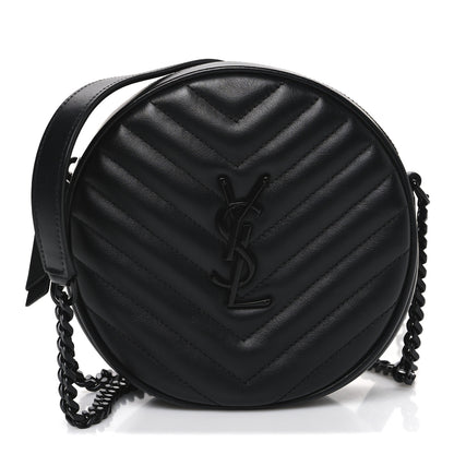 Saint Laurent Calfskin Matelasse Chevron Round Vinyle Camera Bag Black 1 of 10