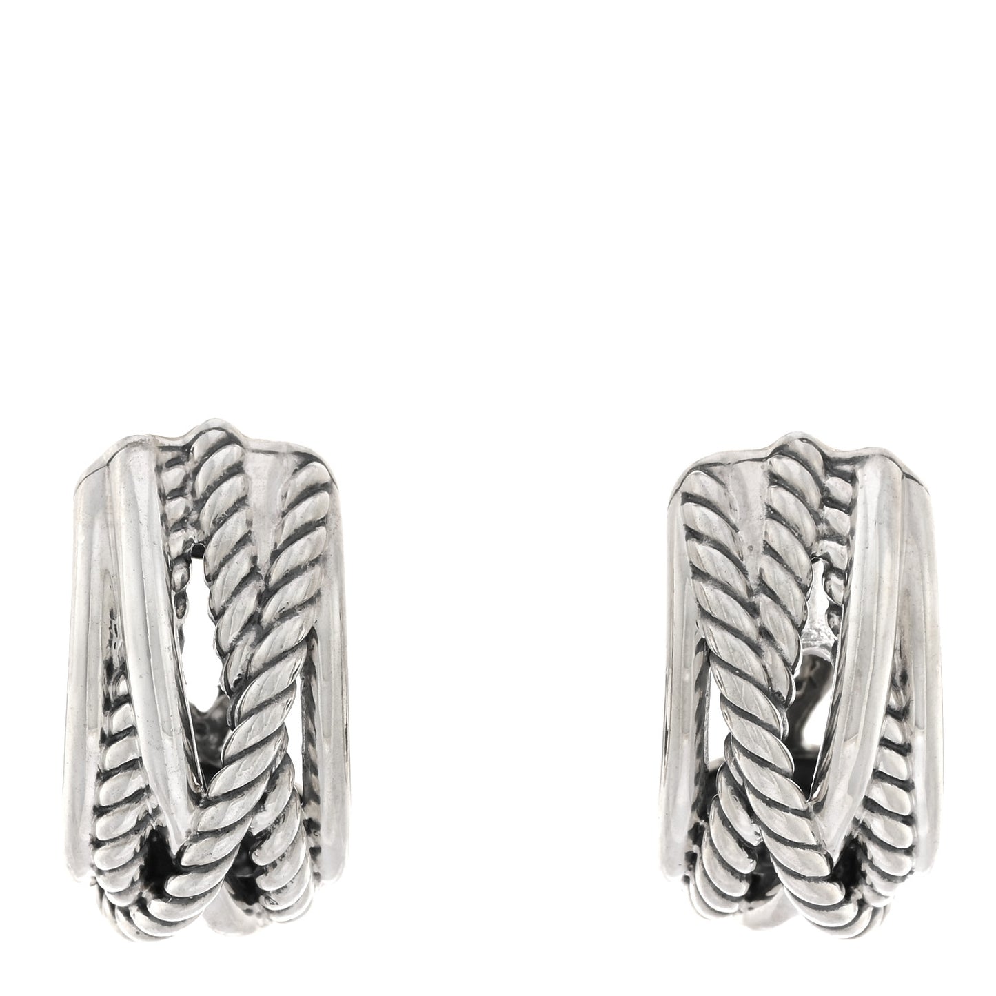Sterling Silver Crossover Shrimp Earrings