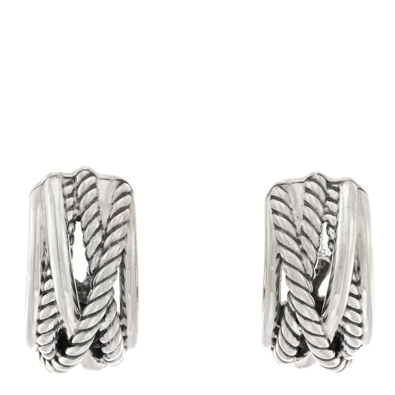 David Yurman Sterling Silver Crossover Shrimp Earrings 1 of 4