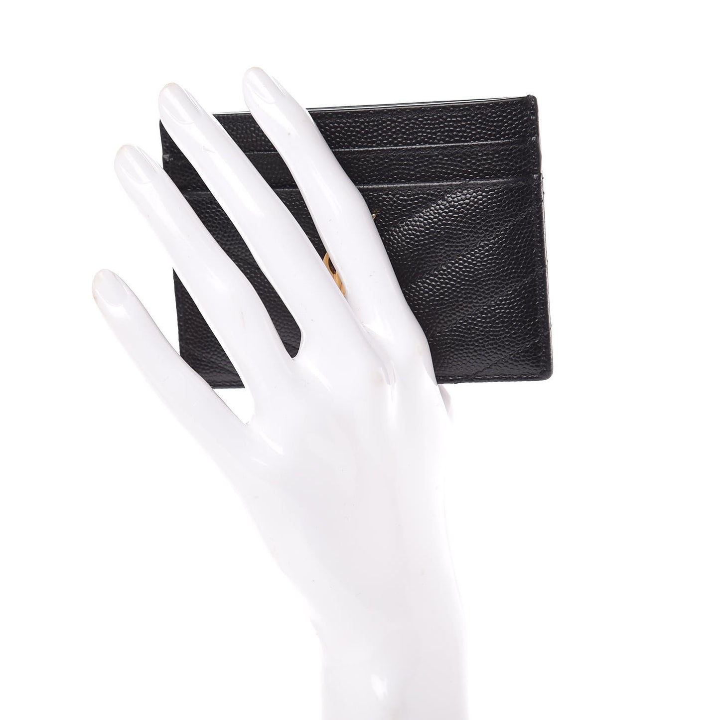 Grain De Poudre Matelasse Chevron Monogram Credit Card Case Black