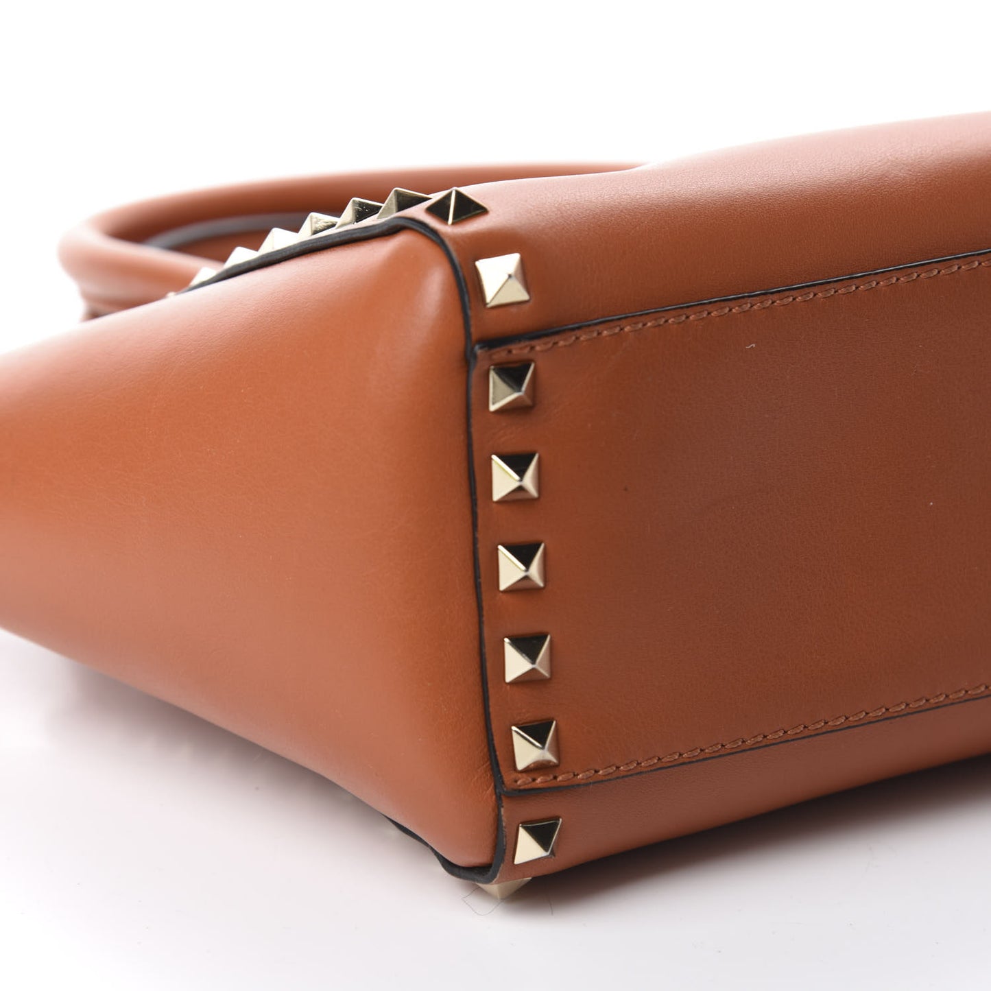 Vitello MIni Rockstud Double Handle Tote Orange