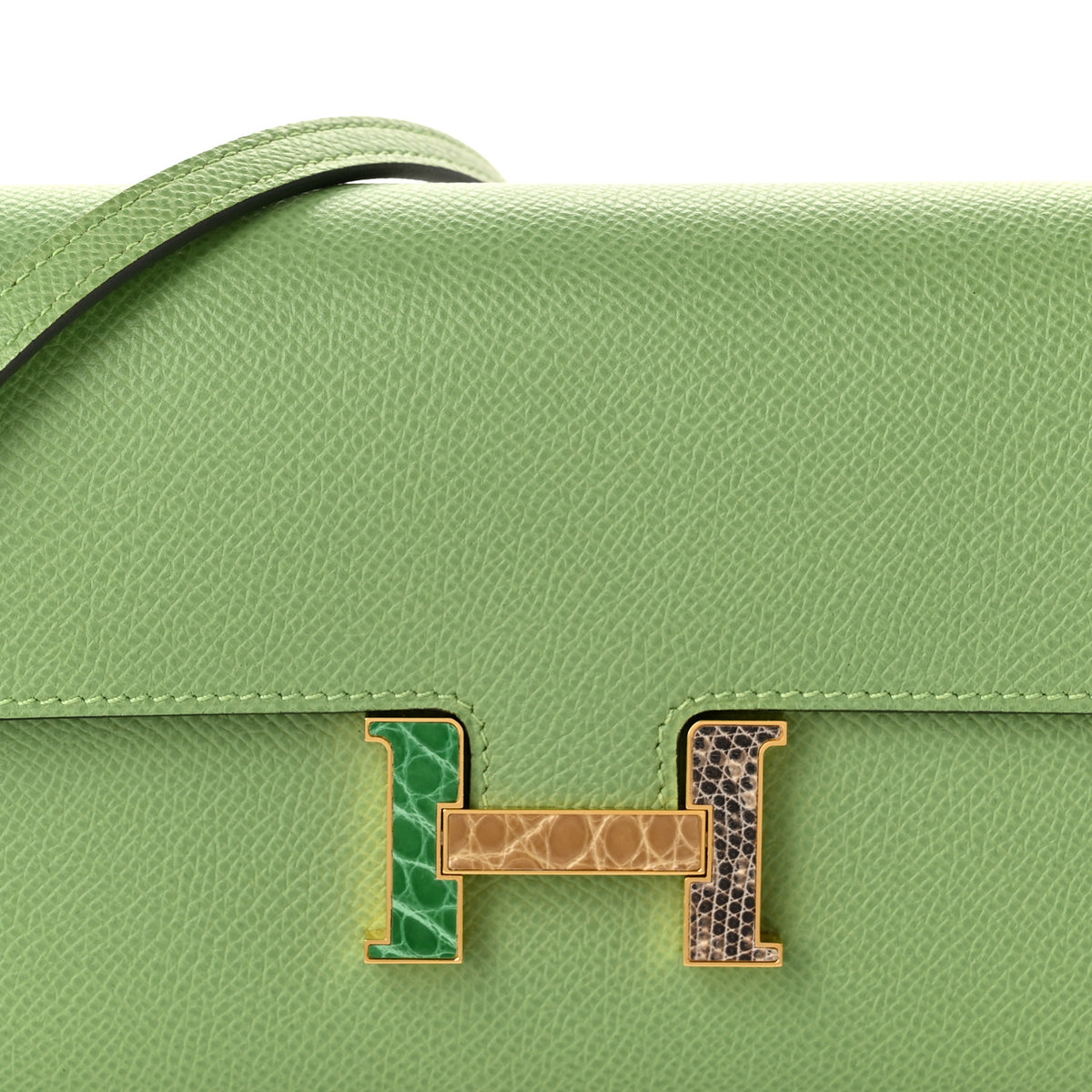 Hermes Epsom Alligator Lizard Constance Wallet To Go Vert Criquet Cactus Beige Sable Ombre 8 of 11