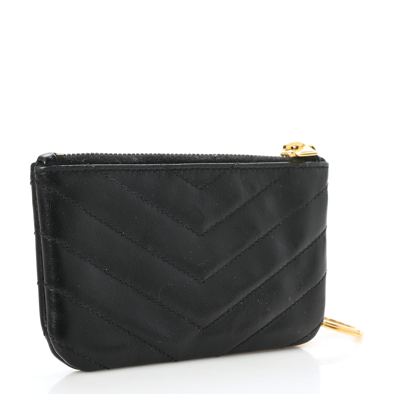 Saint Laurent Calfskin Matelasse Monogram Key Pouch Black 3 of 8
