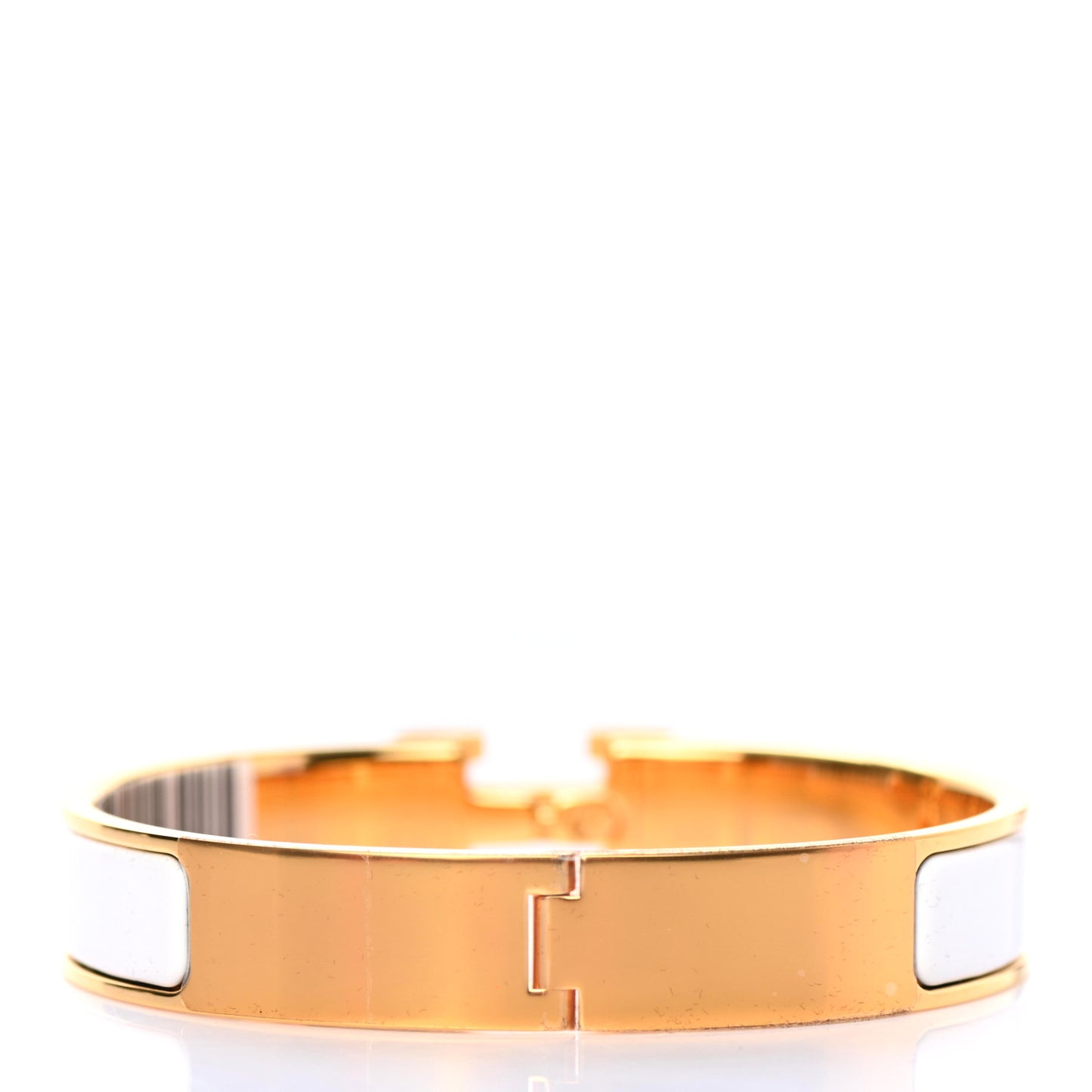 Enamel Narrow Clic Clac H Bracelet GM White