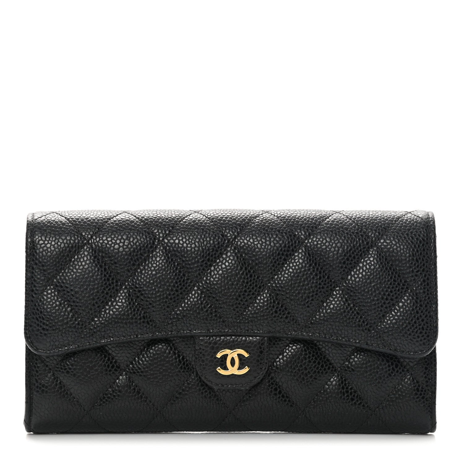 Chanel Caviar Quilted Large Gusset Flap Wallet Black 1 of 11
