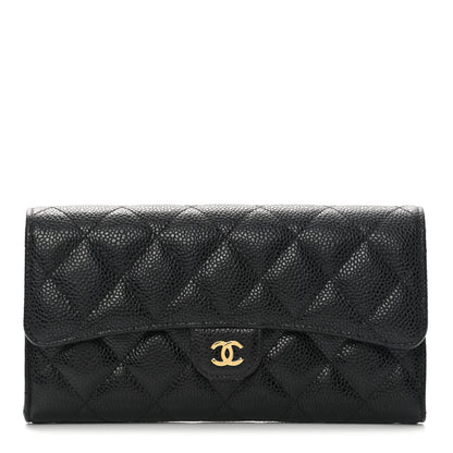 Chanel Caviar Quilted Large Gusset Flap Wallet Black 1 of 11